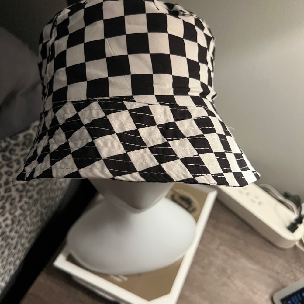 New Black & White Checkers Bucket Hat Reversible